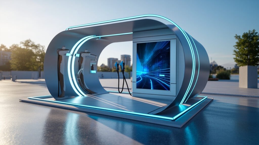 Les bornes ev-55 intégrant recharge rapide et publicité interactive