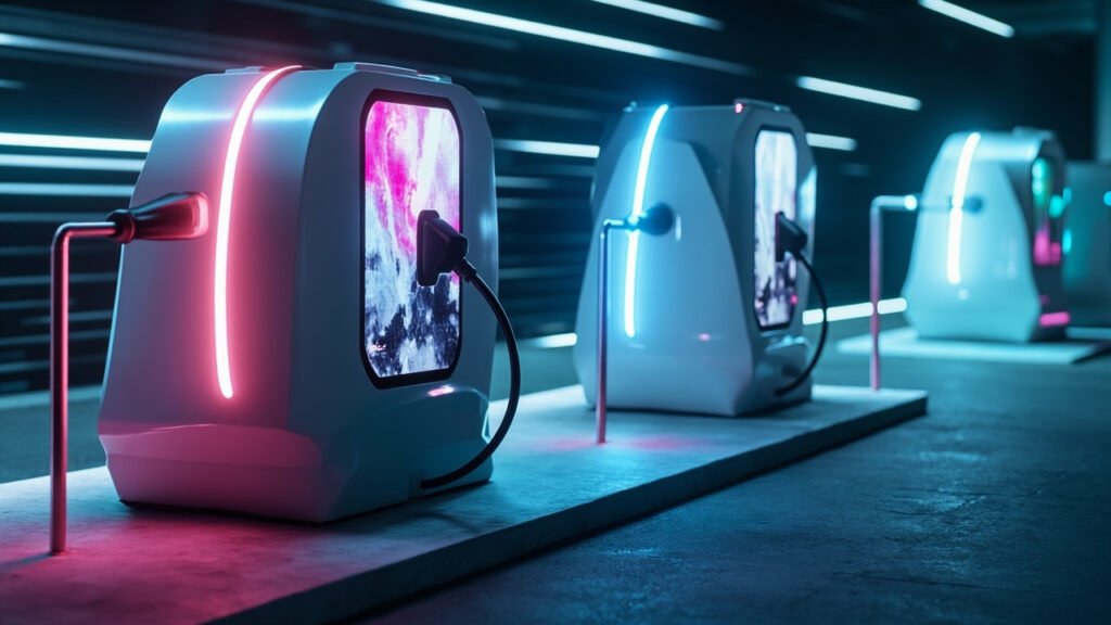 Les bornes ev-55 intégrant recharge rapide et publicité interactive