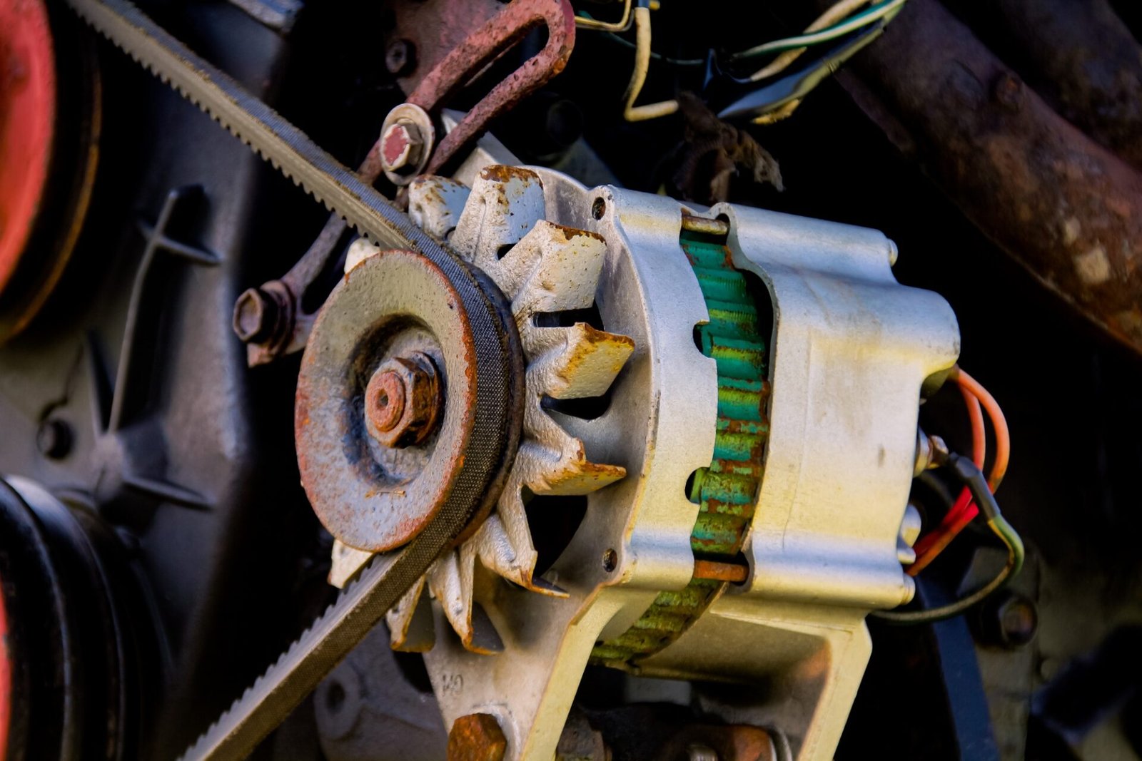 Détail de gros plan de l'ancien moteur à moteur