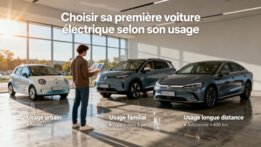 Choisir sa première voiture électrique selon son usage with text