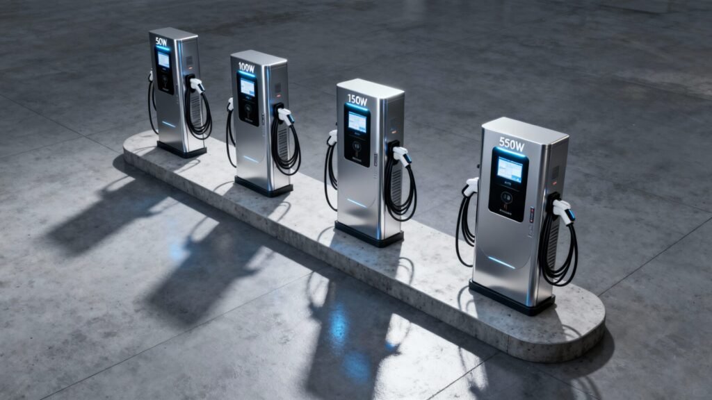 Comprendre les bornes rapides dc : 50, 100, 150, 350 kw without any text