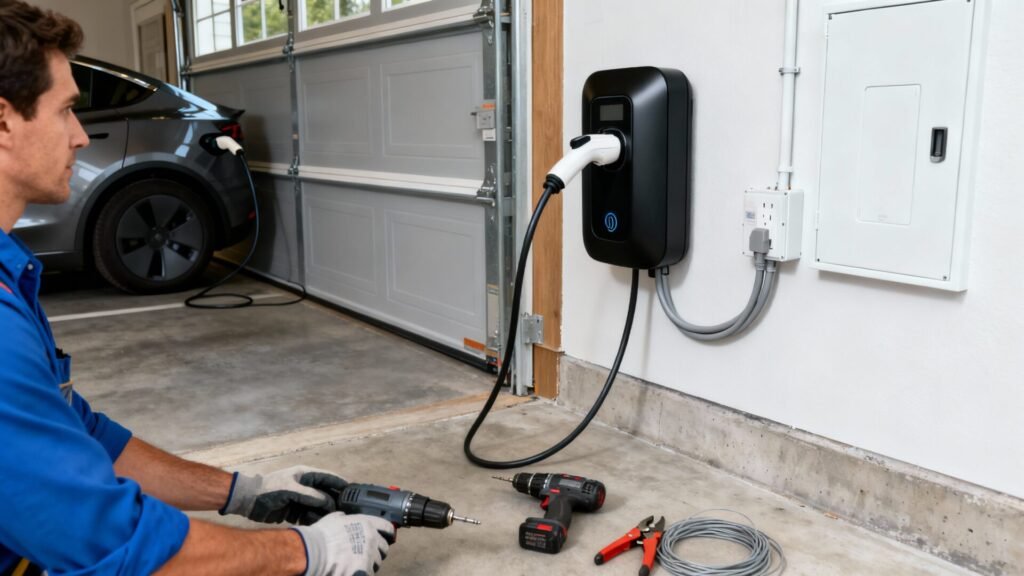 Installer une borne de recharge en maison individuelle : étapes et budget without any text