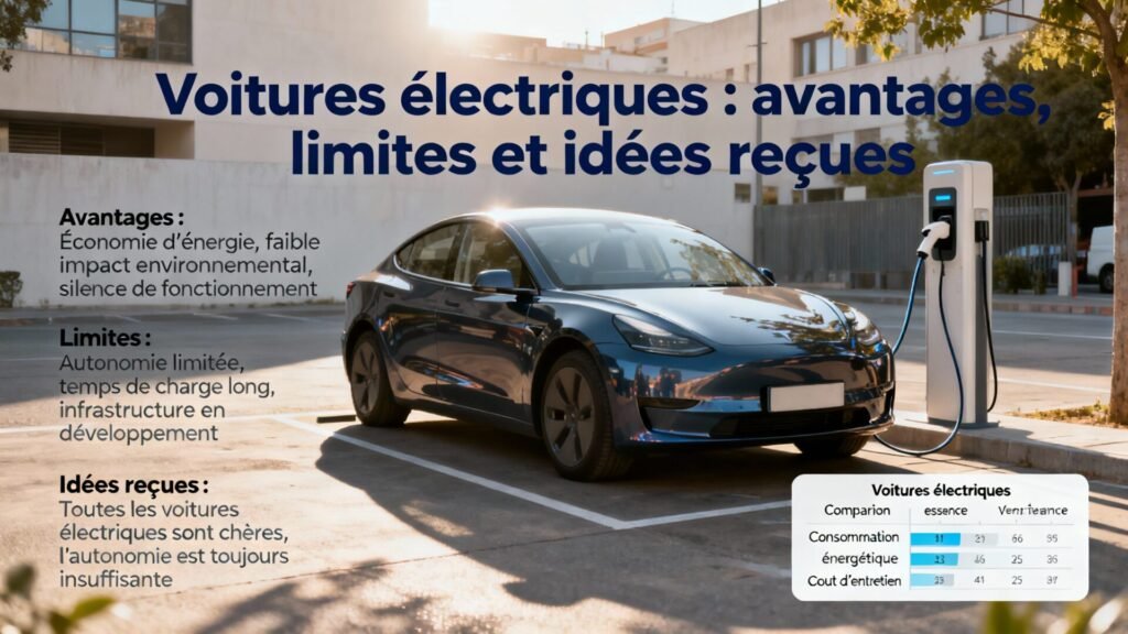 Voitures électriques : avantages, limites et idées reçues with text