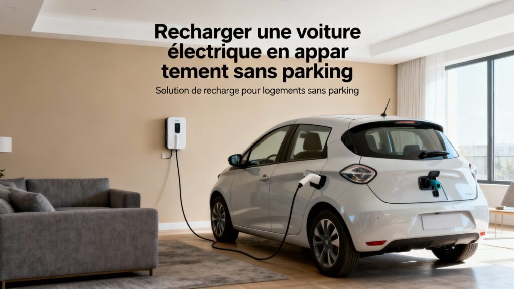Recharger une voiture électrique en appartement sans parking with text