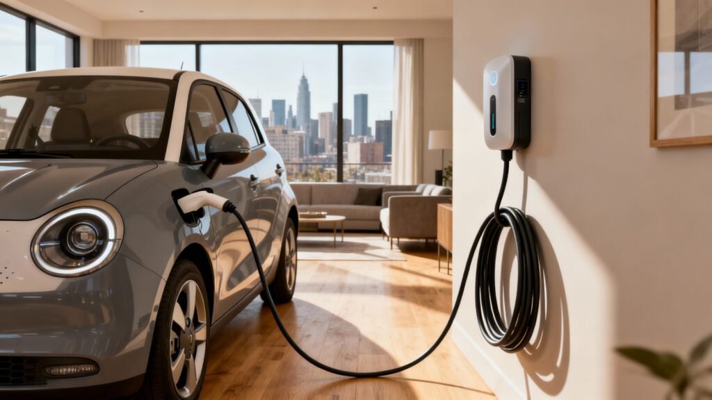 Recharger une voiture électrique en appartement sans parking without any text