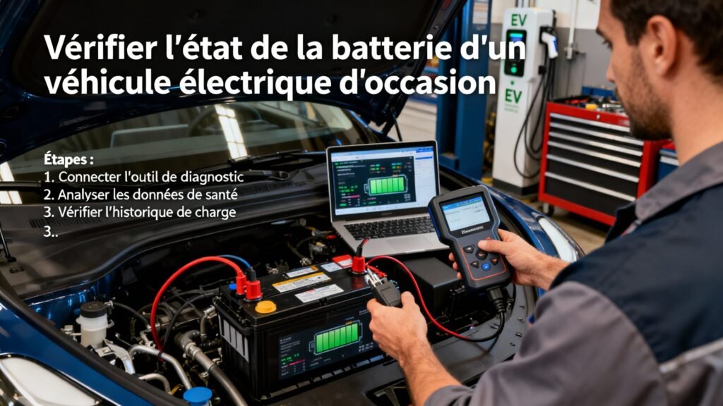 Comment vérifier l'état de la batterie d'un véhicule d’occasion électrique with text