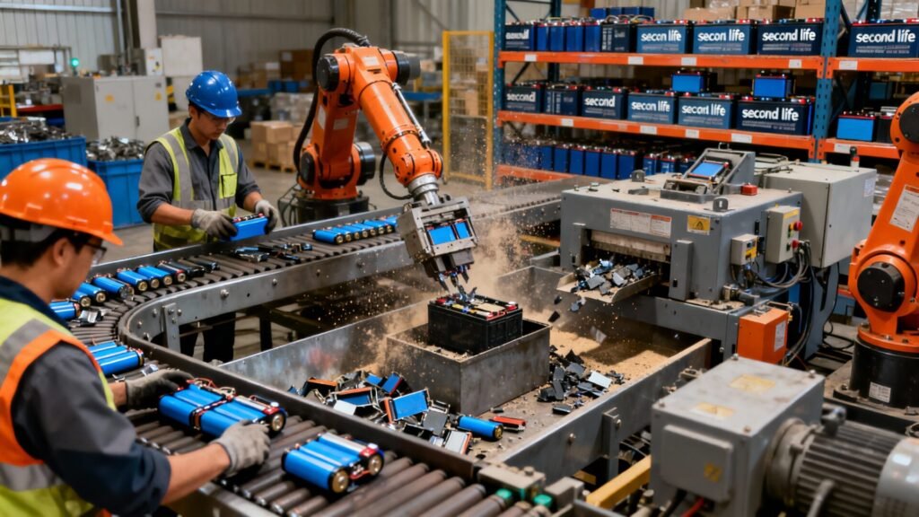 Gestion circulaire des batteries : recyclage et seconde vie without any text