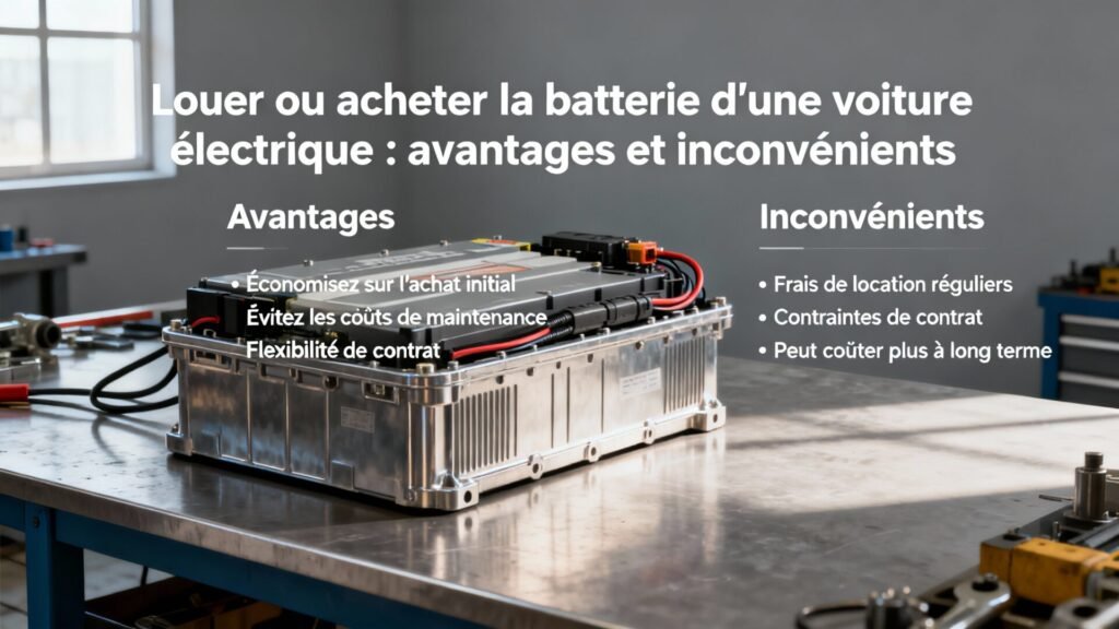 Louer ou acheter la batterie d'une voiture électrique : avantages et inconvénients with text
