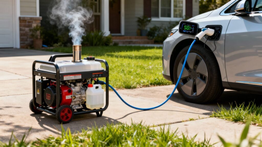 Pourquoi utiliser un groupe électrogène pour recharger un véhicule électrique n’est pas idéal without any text