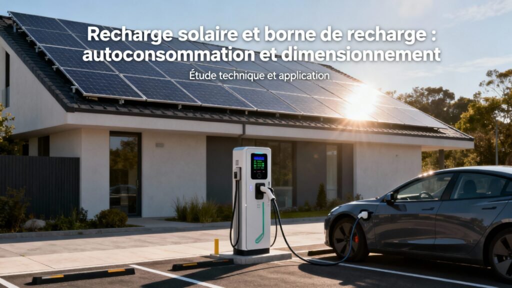 Recharge solaire et borne de recharge : autoconsommation et dimensionnement with text