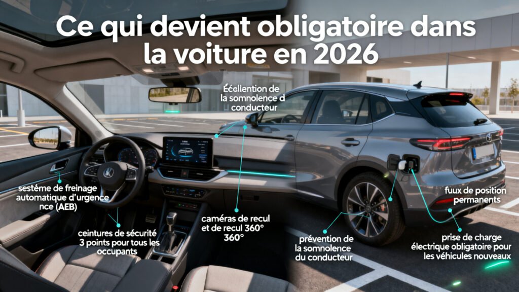 Ce qui devient obligatoire dans la voiture en 2026 with text