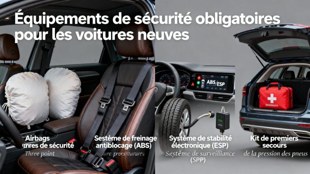 Équipements de sécurité obligatoires pour les voitures neuves with text