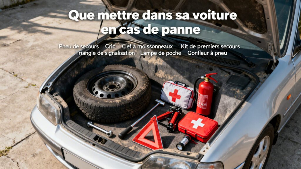 Que mettre dans sa voiture en cas de panne with text