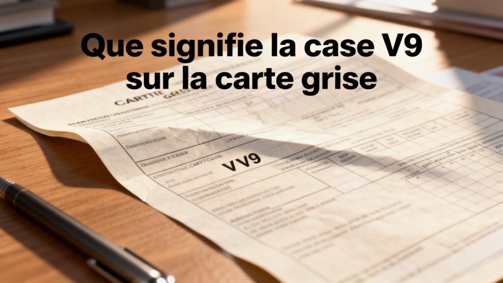 Que signifie la case V9 sur la carte grise with text