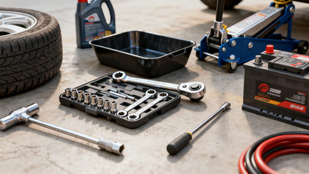 Les outils et équipements indispensables pour l'entretien automobile without any text