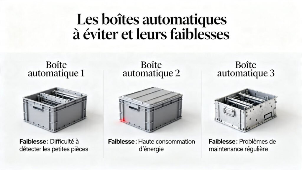 Les boîtes automatiques à éviter et leurs faiblesses with text