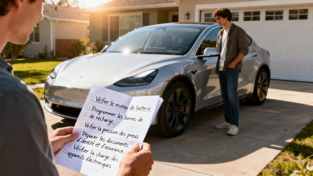 Road‑trip en voiture électrique : checklist avant de partir with text
